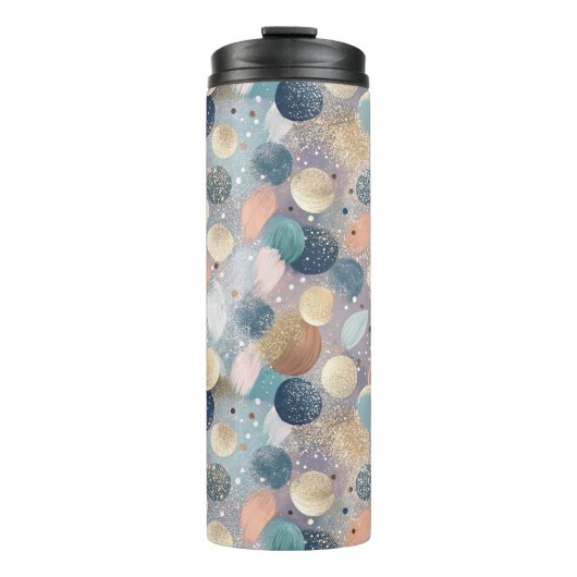 Elegante Glitter Dot & Brushstroke Abstract Thermosbeker (Voorkant)