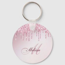 elegante glitter drip trendy girly gepersonaliseer sleutelhanger
