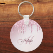 elegante glitter drip trendy girly gepersonaliseer sleutelhanger (Voorkant)