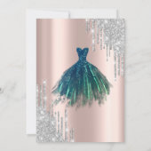 Elegante Glitter Drips Groene Jurk 18e Verjaardag Kaart (Achterkant)