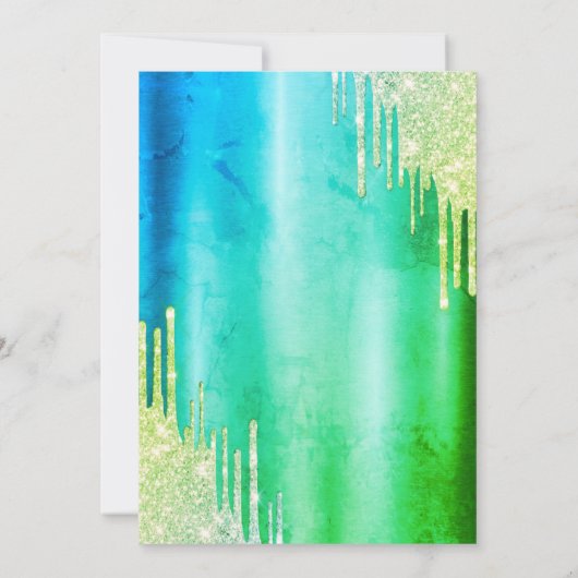 Elegante glitter druipt groen zoet 16 kaart (Achterkant)