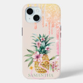 Elegante glitter druppels bloemenananas Case-Mate iPhone case (Achterkant)