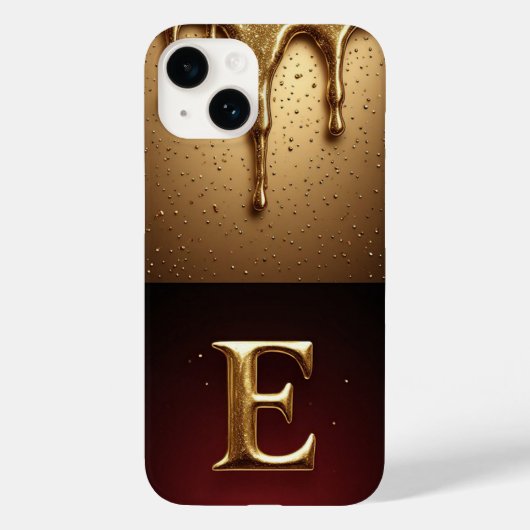 💎 Elegante Glitter E Monogram Drip Luxe Case-Mate iPhone Case (Achterkant)