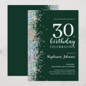 Elegante Glitter Emerald Green 30e verjaardag Kaart (Voorkant / Achterkant)