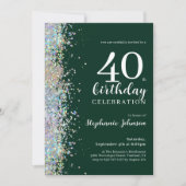 Elegante Glitter Emerald Green 40e verjaardag Kaart (Voorkant)