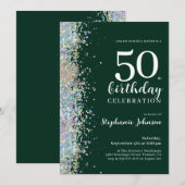 Elegante Glitter Emerald Green 50e verjaardag Kaart (Voorkant / Achterkant)