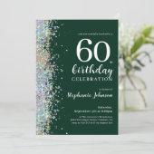 Elegante Glitter Emerald Green 60e verjaardag Kaart (Staand voorkant)