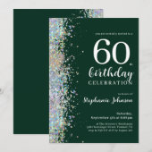 Elegante Glitter Emerald Green 60e verjaardag Kaart (Voorkant / Achterkant)