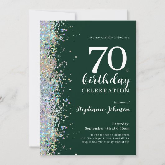 Elegante Glitter Emerald Green 70e verjaardag Kaart (Voorkant)