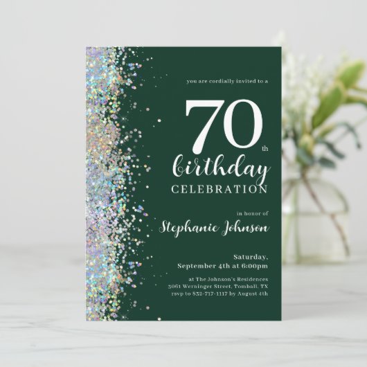 Elegante Glitter Emerald Green 70e verjaardag Kaart (Staand voorkant)