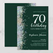 Elegante Glitter Emerald Green 70e verjaardag Kaart (Voorkant / Achterkant)