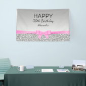 Elegante glitter en roze lint verjaardag spandoek (Beurs)