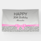 Elegante glitter en roze lint verjaardag spandoek (Horizontaal)