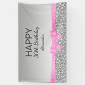 Elegante glitter en roze lint verjaardag spandoek (Verticaal)