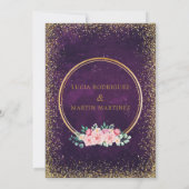Elegante glitter Floral Gold Paarse Nuestra Boda Kaart (Achterkant)