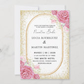 Elegante Glitter Floral Goud Spaans Nuestra Boda Kaart (Voorkant)