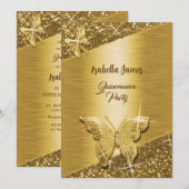 elegante glitter folie fonkeling chique gouden vli kaart (Voorkant / Achterkant)