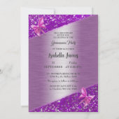 elegante glitter folie sprankelen paarse Vlinder Kaart (Achterkant)