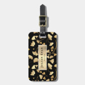 Elegante Glitter Ginkgo Gold Leaf Foliage Bagagelabel (Voorkant verticaal)