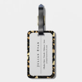 Elegante Glitter Ginkgo Gold Leaf Foliage Bagagelabel (Achterkant verticaal)