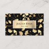 Elegante Glitter Ginkgo Gold Leaf Foliage Visitekaartje (Voorkant)