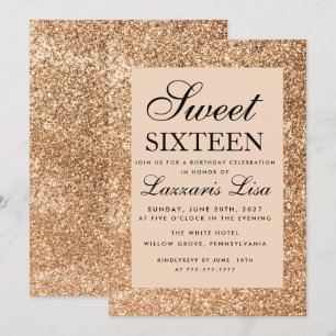 Elegante Glitter Girly Sweet Sixteen 16 Verjaardag Kaart