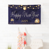 Elegante Glitter Gold Happy New Year Party Spandoek (Insitu)