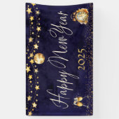 Elegante Glitter Gold Happy New Year Party Spandoek (Verticaal)