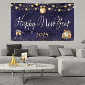 Elegante Glitter Gold Happy New Year Party Spandoek