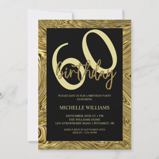 Elegante Glitter Goud Calligrafie Verjaardag Kaart (Voorkant)