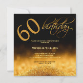 Elegante Glitter Goud Calligraphy Verjaardag (Voorkant)