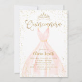 Elegante glitter goud & roze Assepoester Quinceañe Kaart (Voorkant)