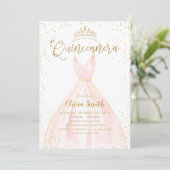 Elegante glitter goud & roze Assepoester Quinceañe Kaart (Staand voorkant)