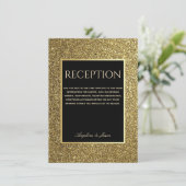 Elegante Glitter Goud Zwarte Trouw Ontvangstkaart (Staand voorkant)
