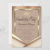 Elegante Glitter Gouden Frame Diamanten Afstuderen Kaart (Voorkant)