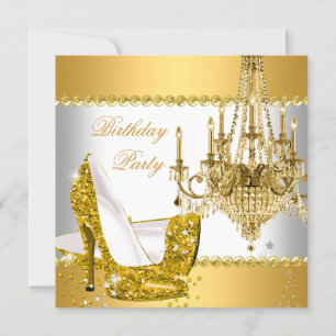 Elegante Glitter Gouden Glamour Kroonluchter Feest Kaart