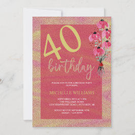 Elegante Glitter Gouden Kalligrafie Bloemen Verjaa Kaart