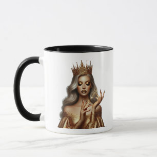 Elegante Glitter Gouden Koningin Twee-Tons Koffiem Mok