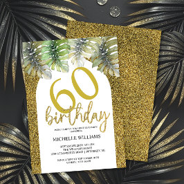 Elegante Glitter Gouden Palm Calligrafie Kaart