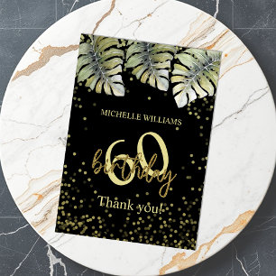 Elegante Glitter Gouden Palm Calligrafie Verjaarda Bedankkaart