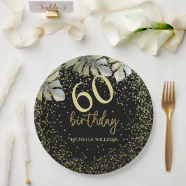 Elegante Glitter Gouden Palm Calligrafie Verjaarda Papieren Bordje