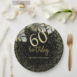Elegante Glitter Gouden Palm Calligrafie Verjaarda Papieren Bordje