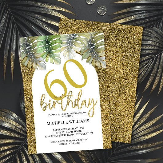 Elegante Glitter Gouden Palm Kalligrafie Kaart