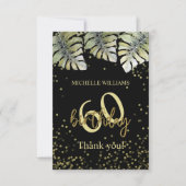 Elegante Glitter Gouden Palm Kalligrafie Verjaarda Bedankkaart (Voorkant)