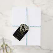 Elegante Glitter Gouden Palm Kalligrafie Verjaarda Cadeaulabel (Met Touw)