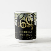 Elegante Glitter Gouden Palm Kalligrafie Verjaarda Koffiemok (Center)