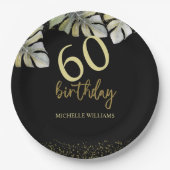 Elegante Glitter Gouden Palm Kalligrafie Verjaarda Papieren Bordje (Voorkant)