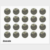 Elegante Glitter Gouden Palm Kalligrafie Verjaarda Ronde Sticker (Vel)