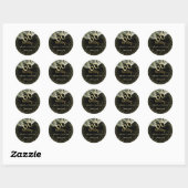 Elegante Glitter Gouden Palm Kalligrafie Verjaarda Ronde Sticker (Vel)