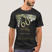 Elegante Glitter Gouden Palm Kalligrafie Verjaarda T-shirt (Voorkant)